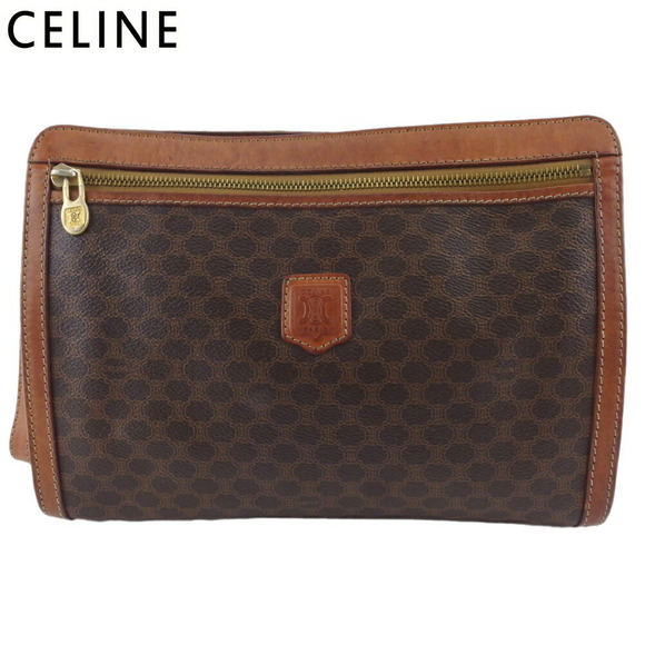 Celine Shoulder beige brown bag leather clutch Macadam Bag - Picture 1 of 5